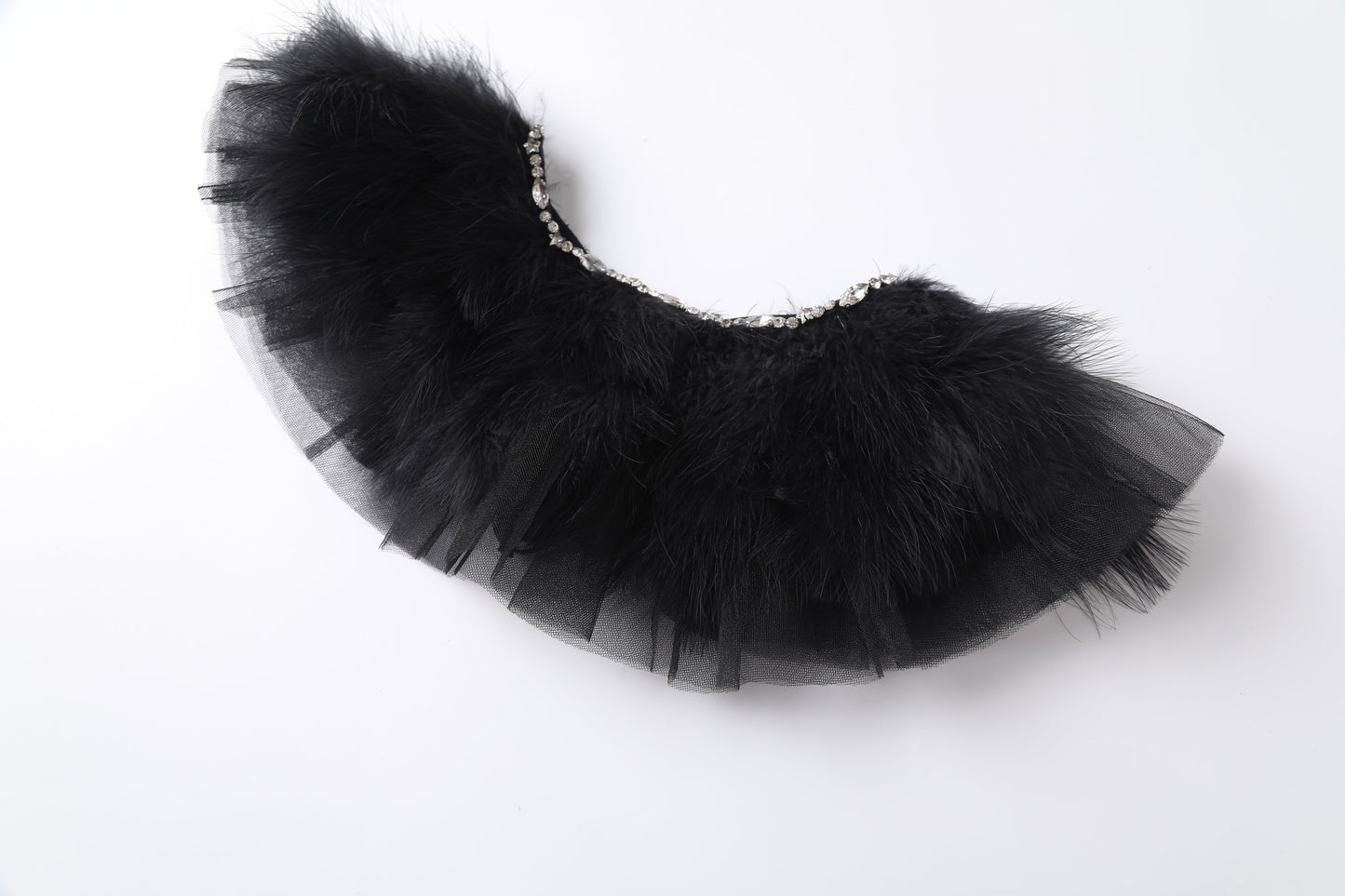 水钻黑天鹅披肩领