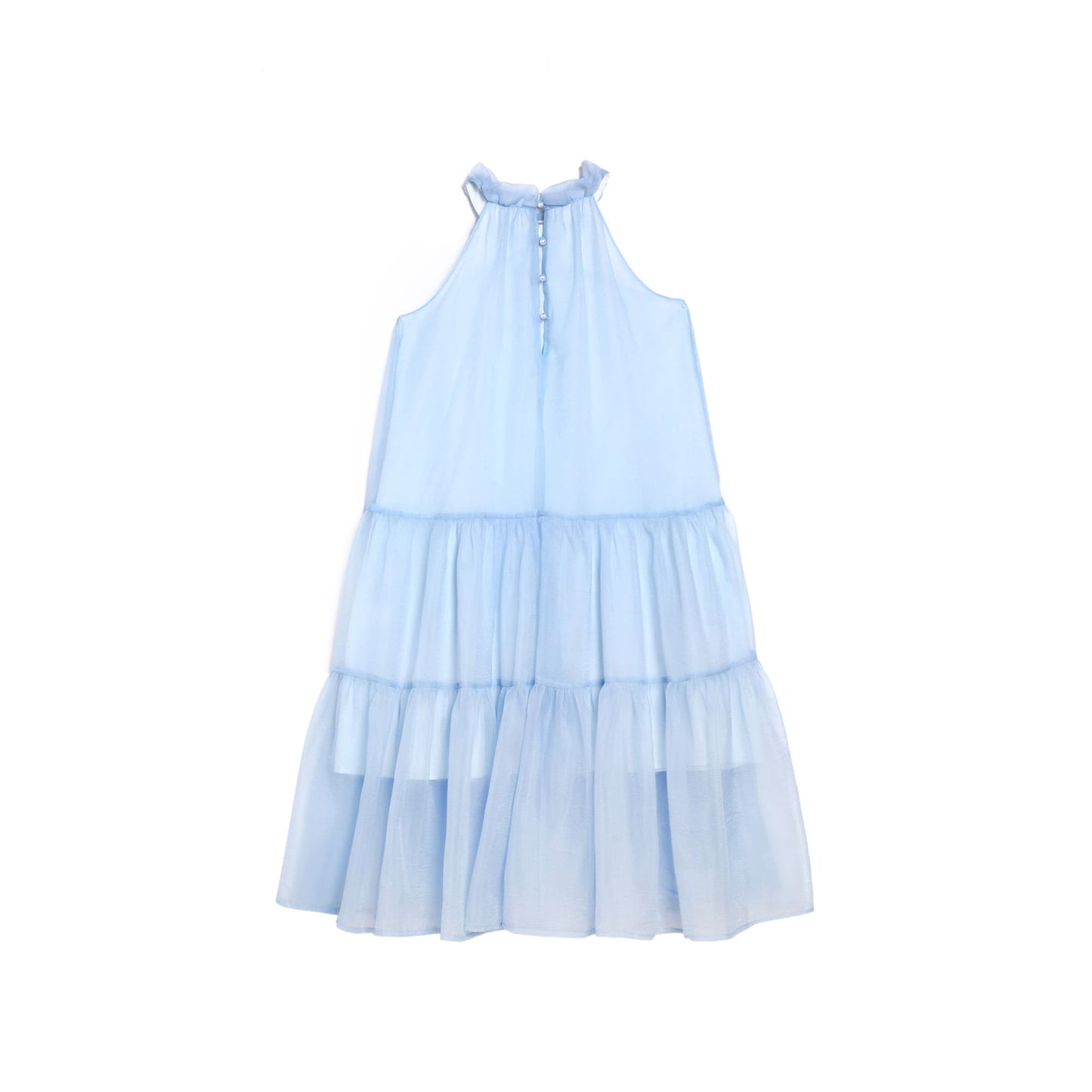 女童蓝色云朵露肩连衣裙