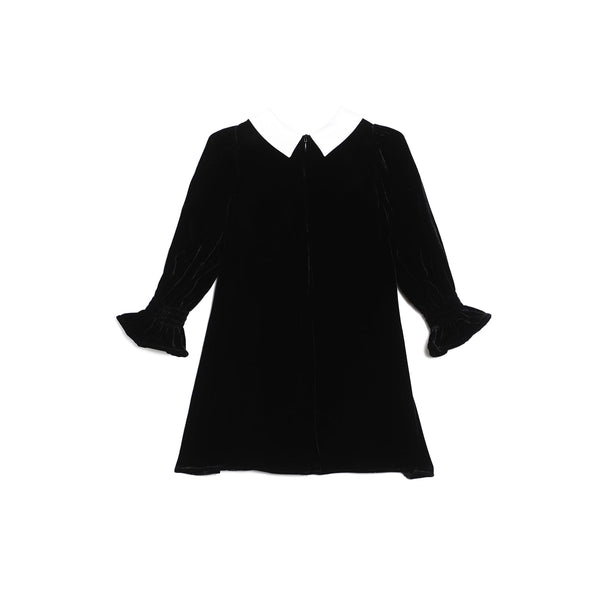 女童黑色真丝绒珠绣礼服裙