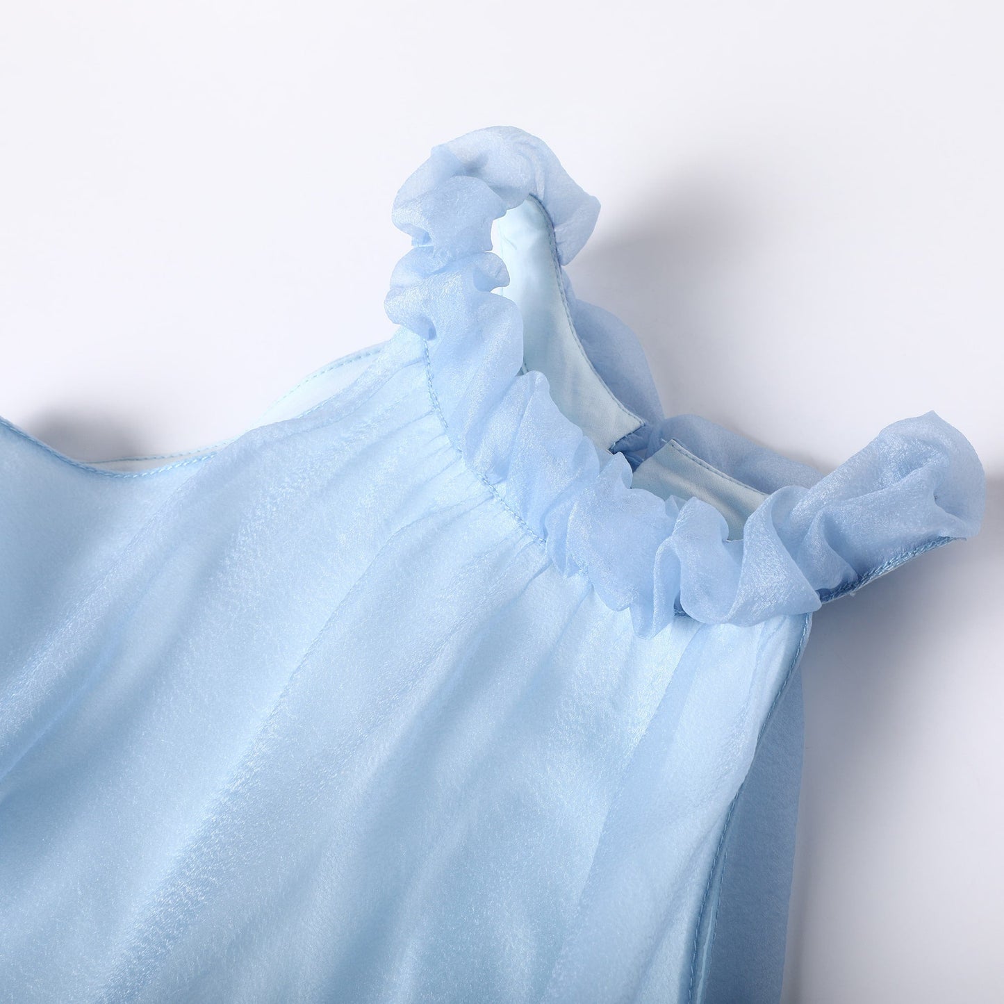 女童蓝色云朵露肩连衣裙