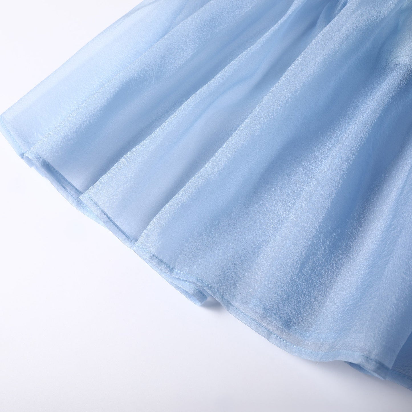 女童蓝色云朵露肩连衣裙