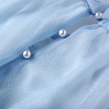 女童蓝色云朵露肩连衣裙