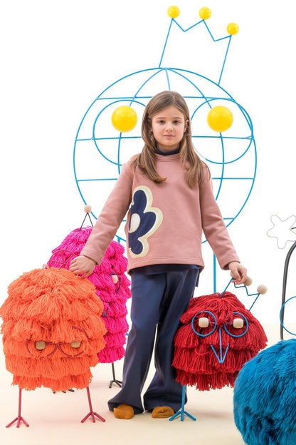 女童玫瑰粉棉卫衣