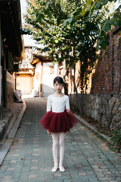 女童红色酒红色芭蕾舞TuTu短裙