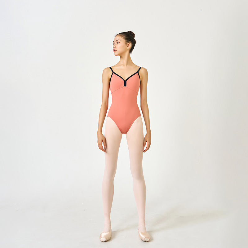 珊瑚粉丝绒吊带芭蕾舞连体衣(Tulip Velvet V-Line Leotard Rouge Coral)