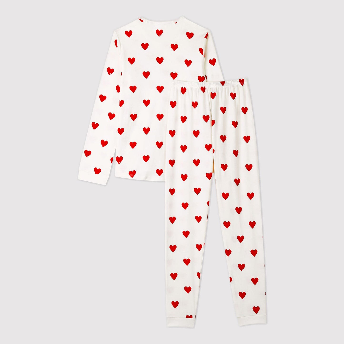 女童白色心形棉睡衣套装