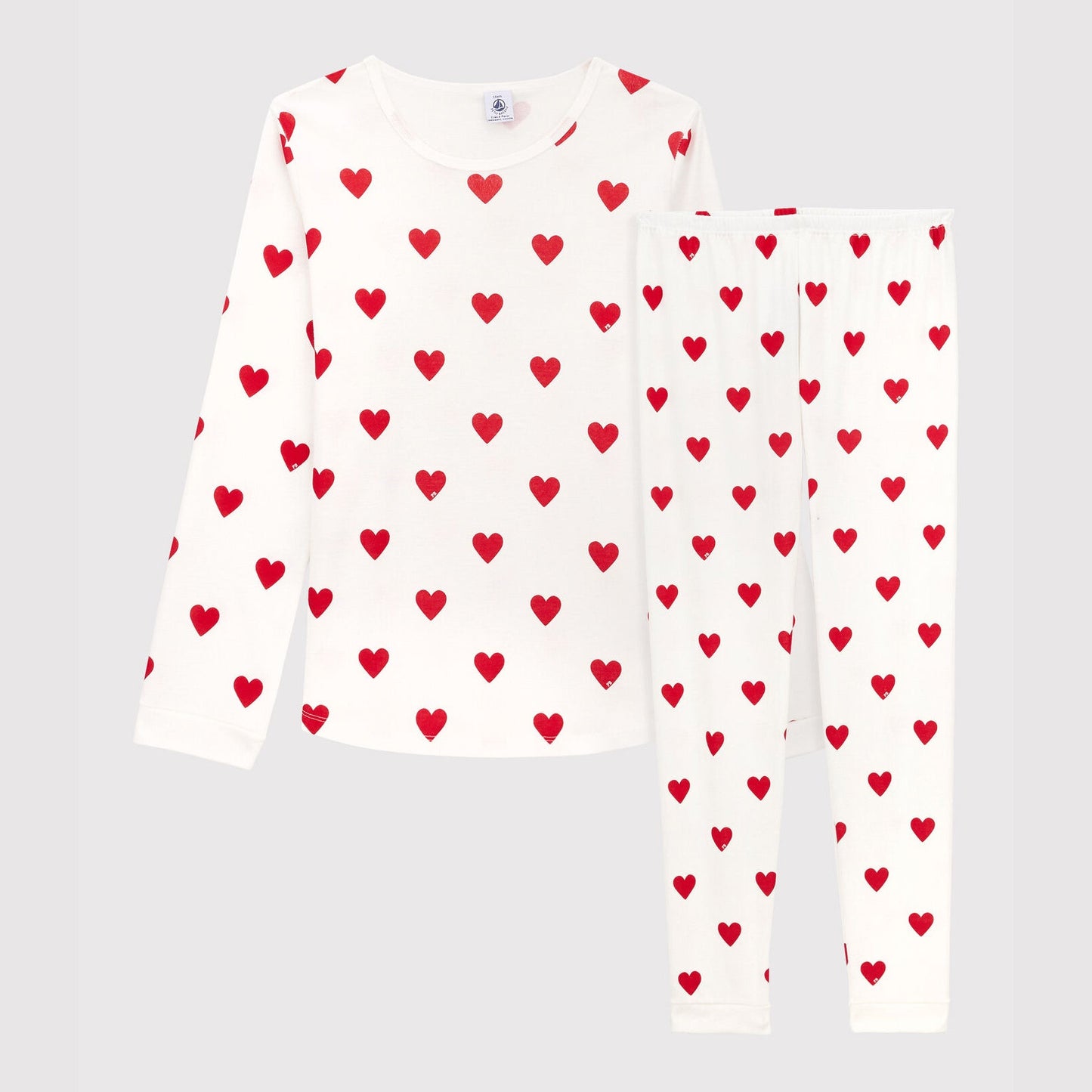 女童白色心形棉睡衣套装