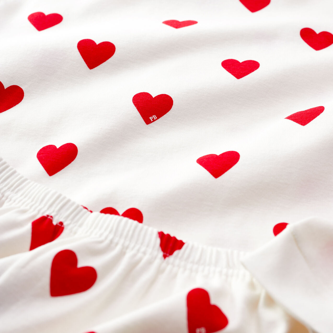 女童白色心形棉睡衣套装