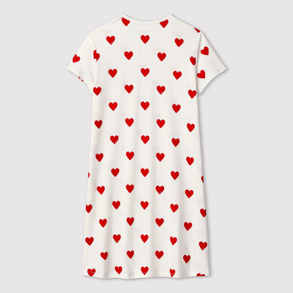 女童白色心形棉睡裙