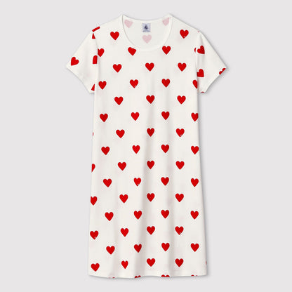 女童白色心形棉睡裙