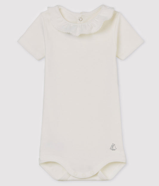 女婴白色棉连体衣