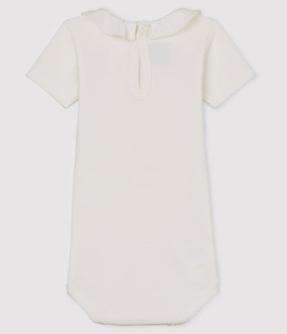 女婴白色棉连体衣