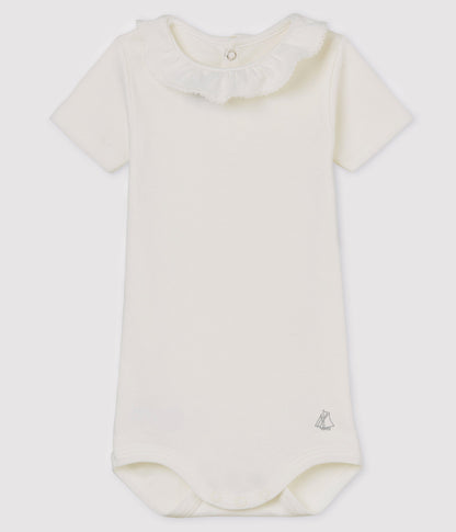 女婴白色棉连体衣