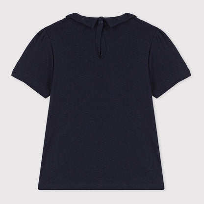 女童藏蓝色棉T恤