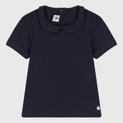 女童藏蓝色棉T恤