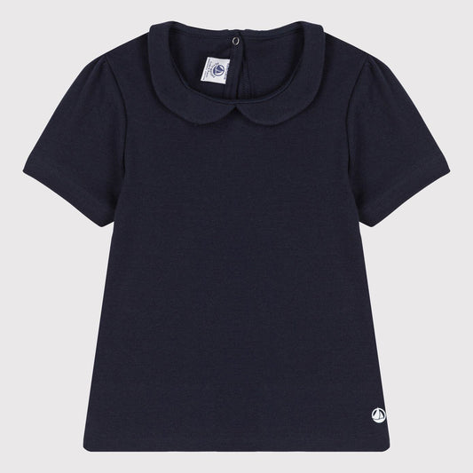 女童藏蓝色棉T恤