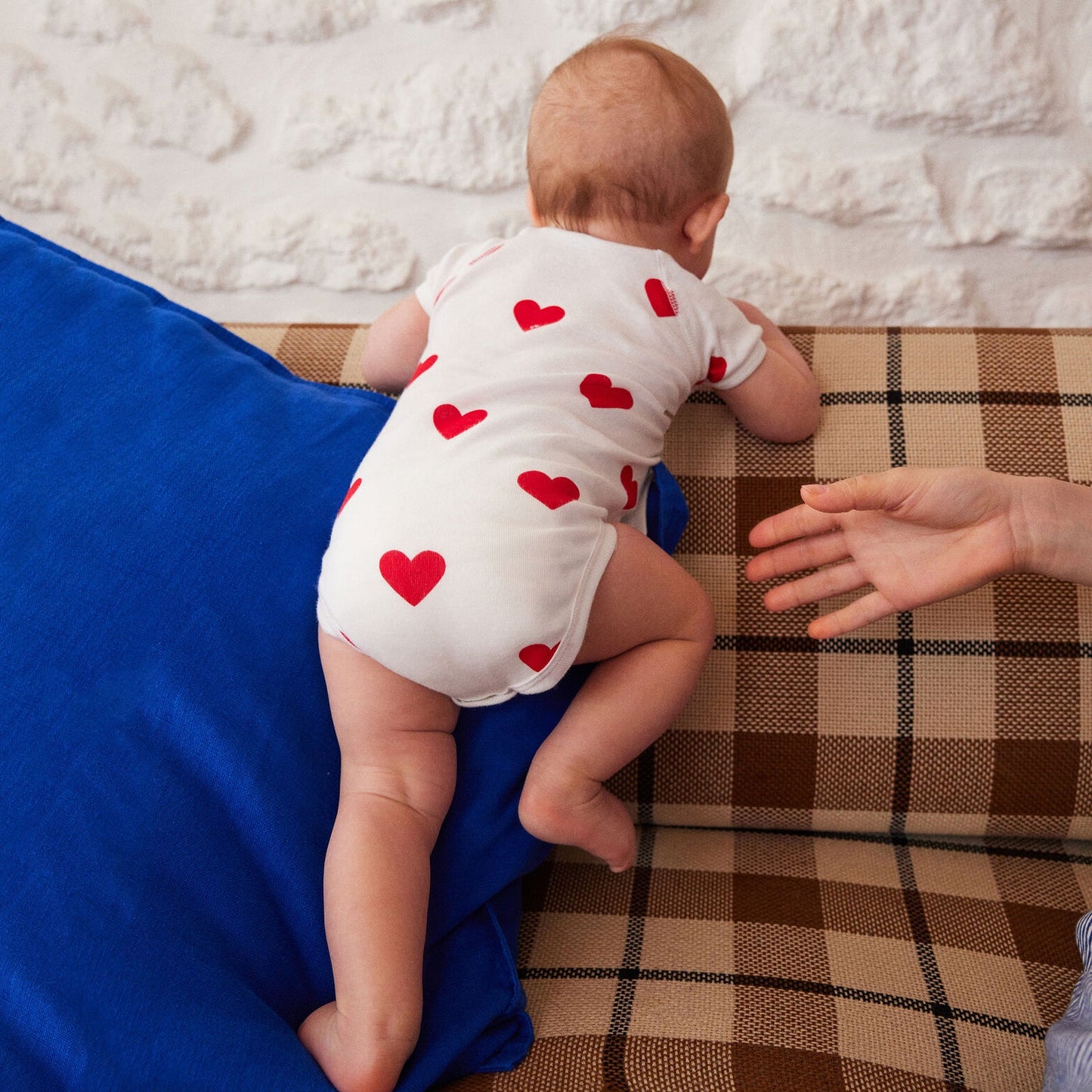 婴儿白色心形棉连体衣套装(3件)