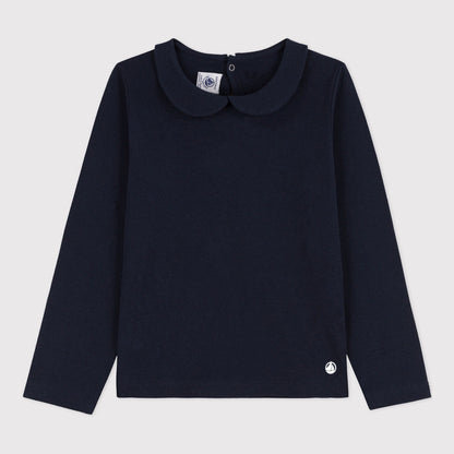 女童藏青色棉T恤