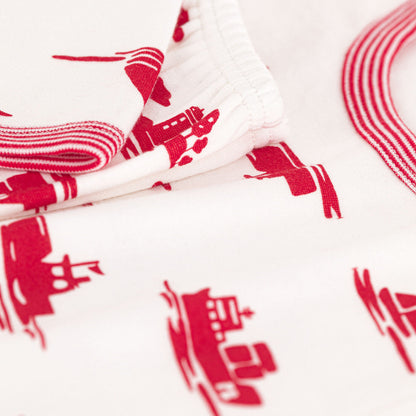 男童白色印花棉睡衣套装