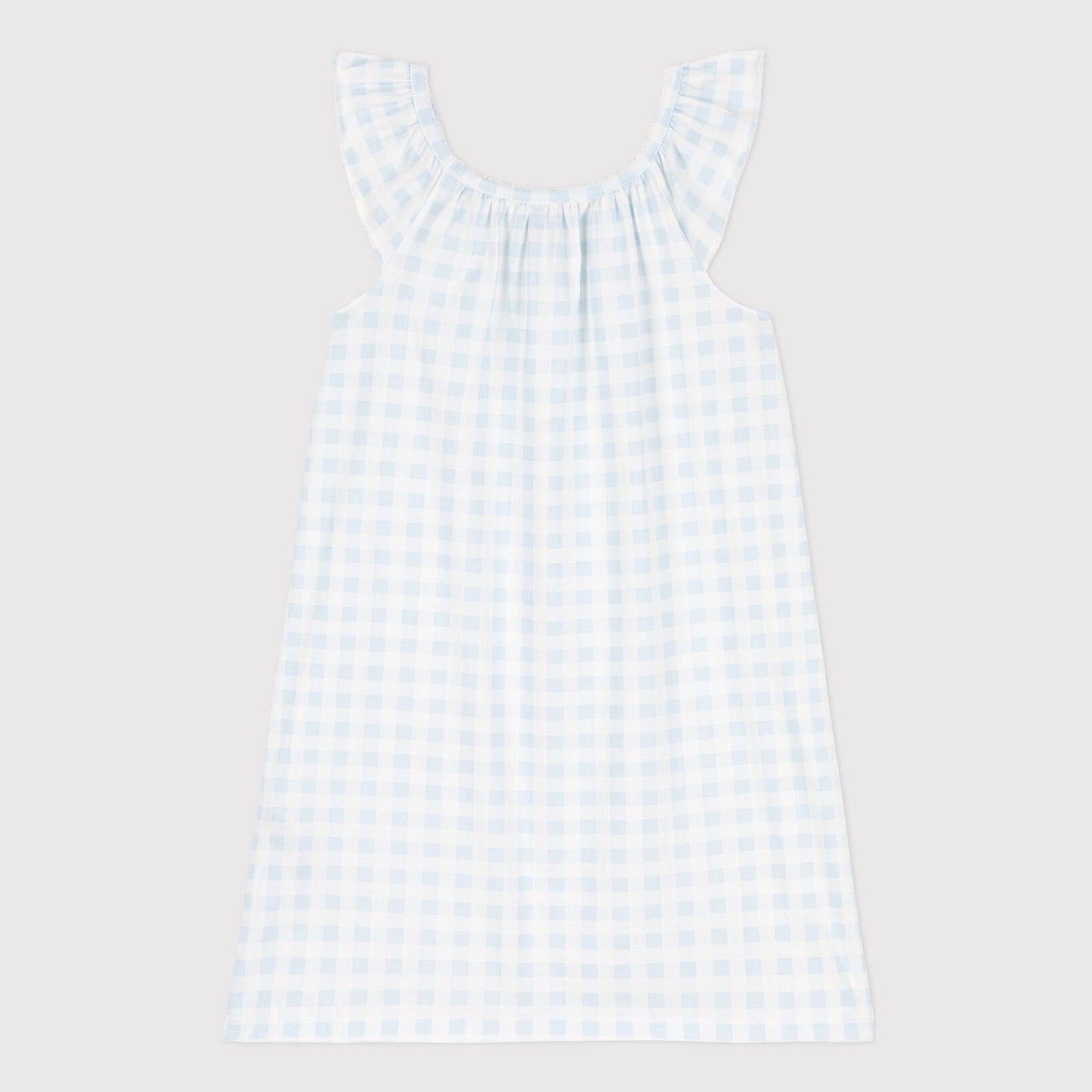 女童浅蓝色格子睡裙