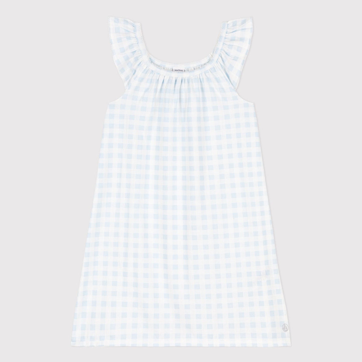 女童浅蓝色格子睡裙
