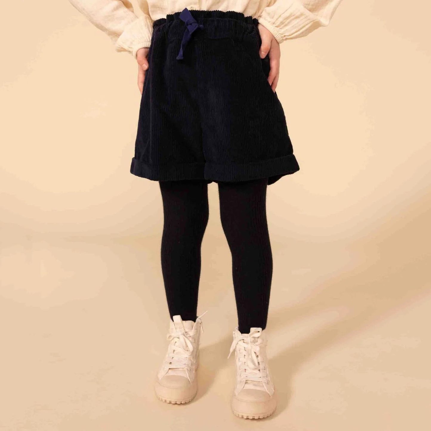 女童深蓝色灯芯绒短裤