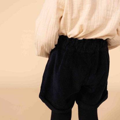 女童深蓝色灯芯绒短裤