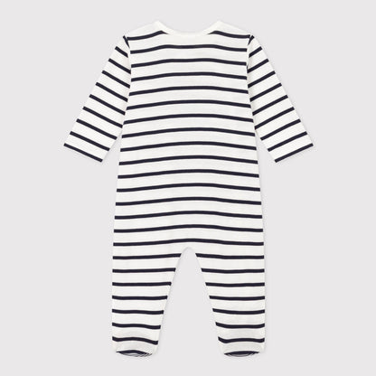 婴儿黑色条纹棉连体衣