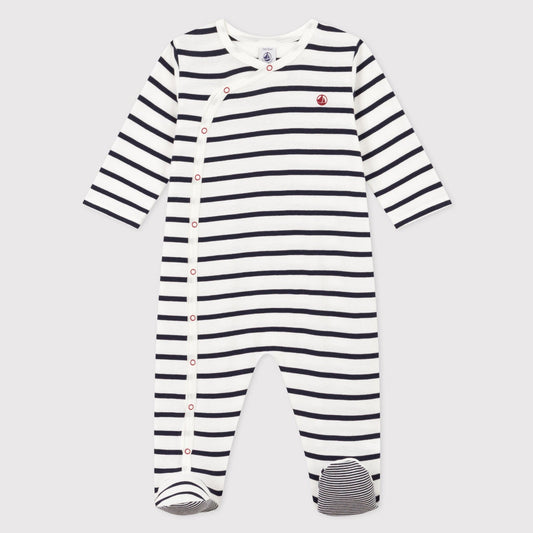 婴儿黑色条纹棉连体衣