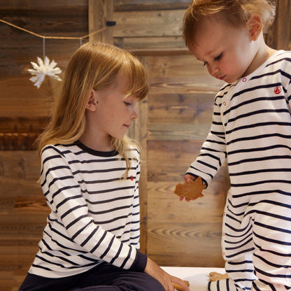 婴儿黑色条纹棉连体衣