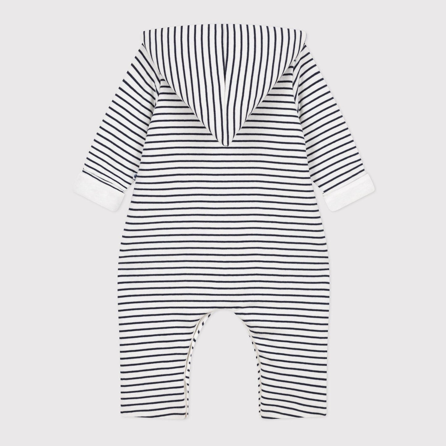 婴儿藏蓝色条纹棉连体衣