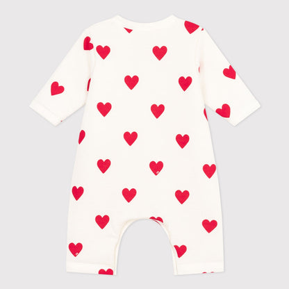 婴儿白色心形棉连体衣