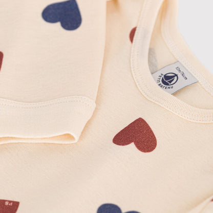 婴儿象牙白心形棉连体衣