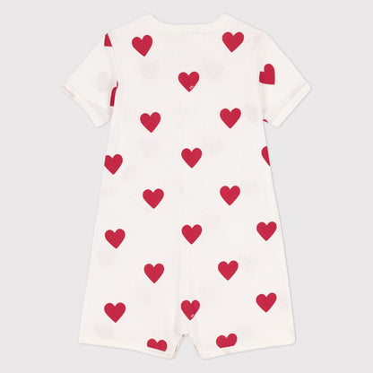 婴儿白色心形棉连体衣