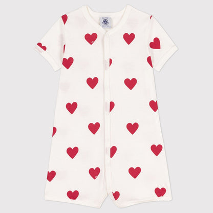 婴儿白色心形棉连体衣
