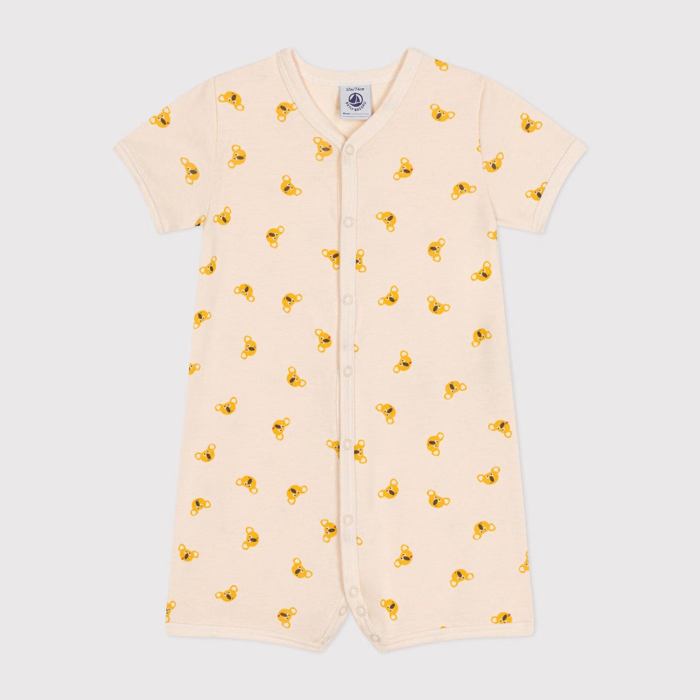 婴儿米色印花棉连体衣