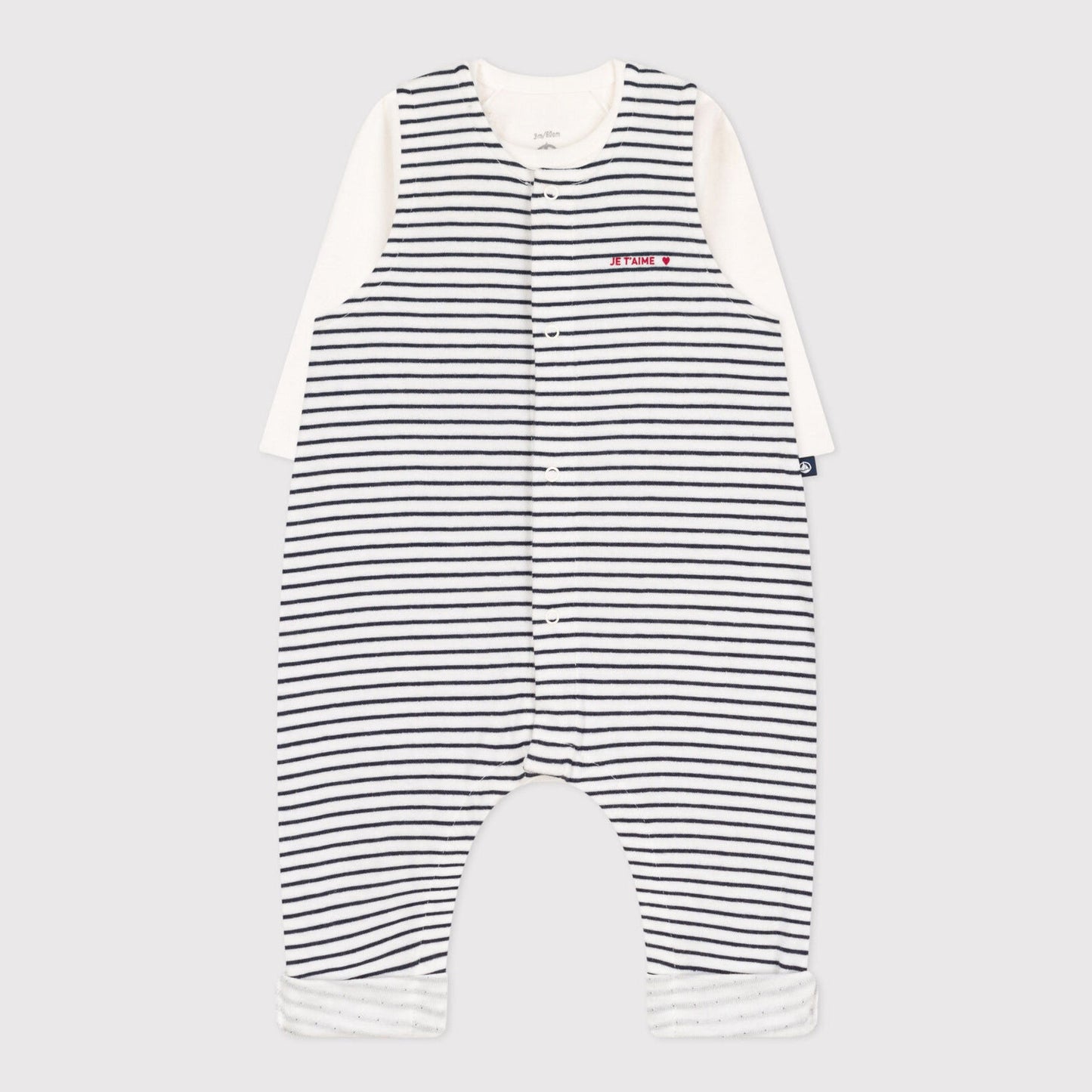 婴儿藏青色条纹棉套装