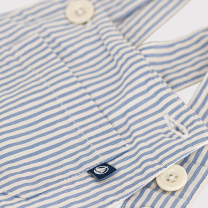 婴儿蓝色条纹棉连体裤