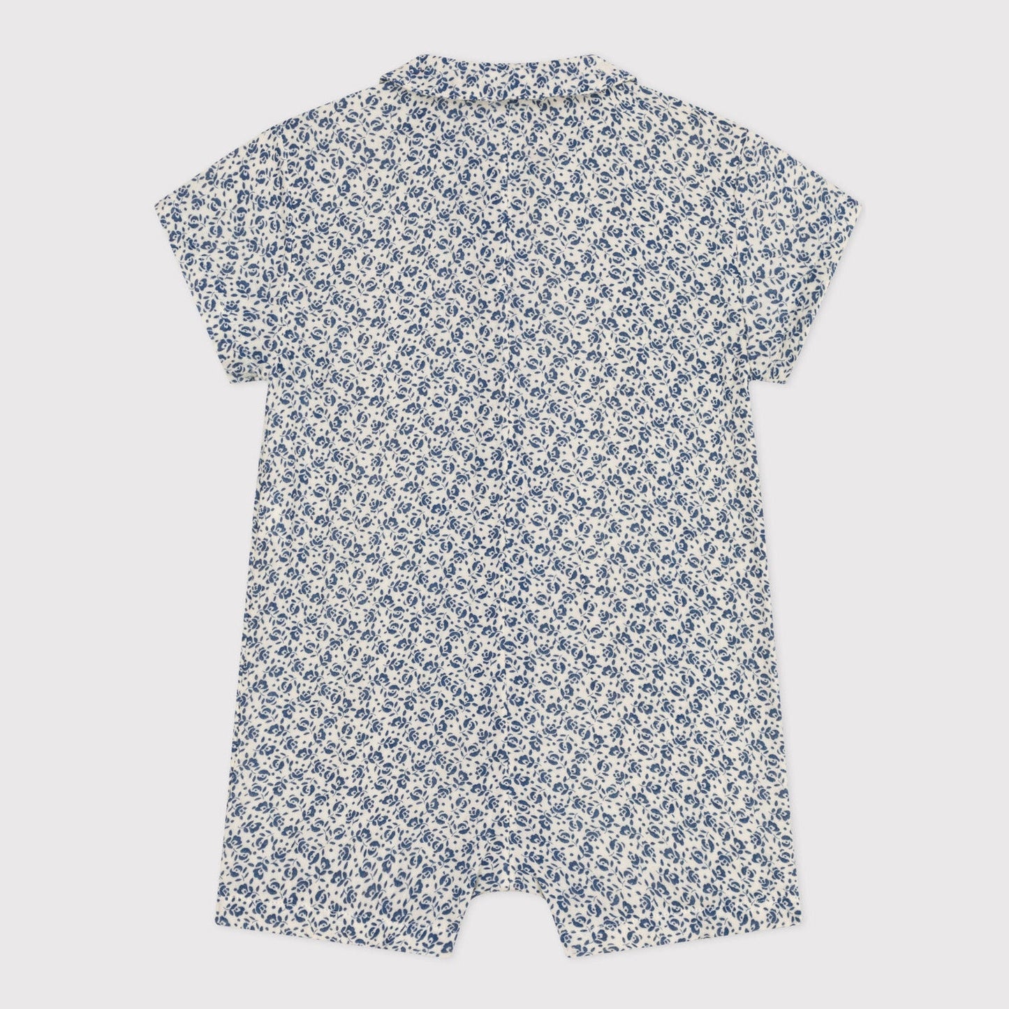 女婴蓝色碎花棉连体衣