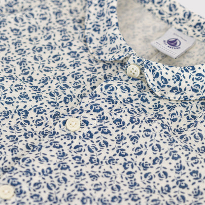 女婴蓝色碎花棉连体衣