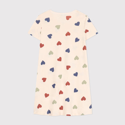 女童象牙白心形棉睡裙