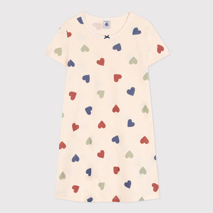 女童象牙白心形棉睡裙