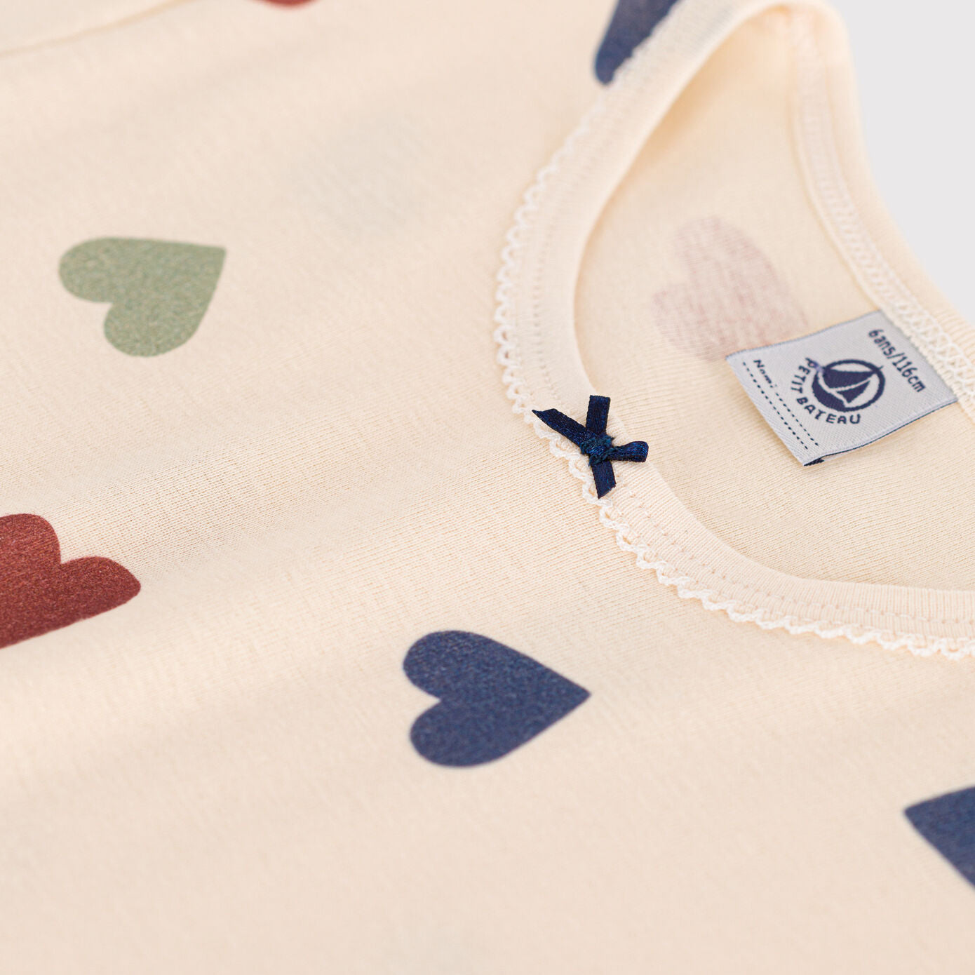 女童象牙白心形棉睡裙