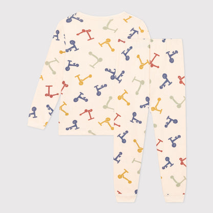 儿童象牙白印花棉睡衣套装