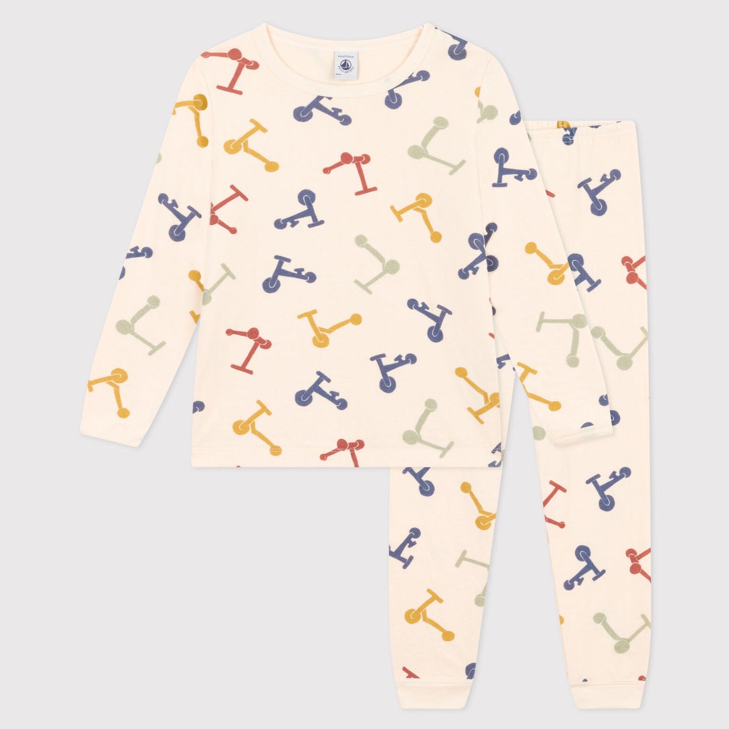 儿童象牙白印花棉睡衣套装