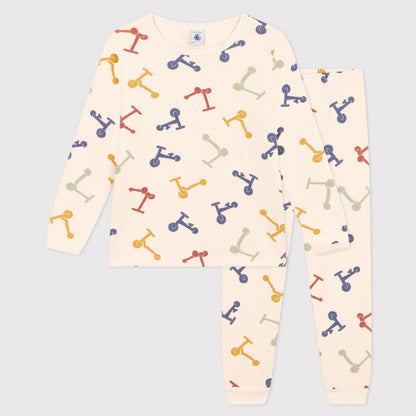 儿童象牙白印花棉睡衣套装