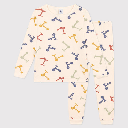 儿童象牙白印花棉睡衣套装