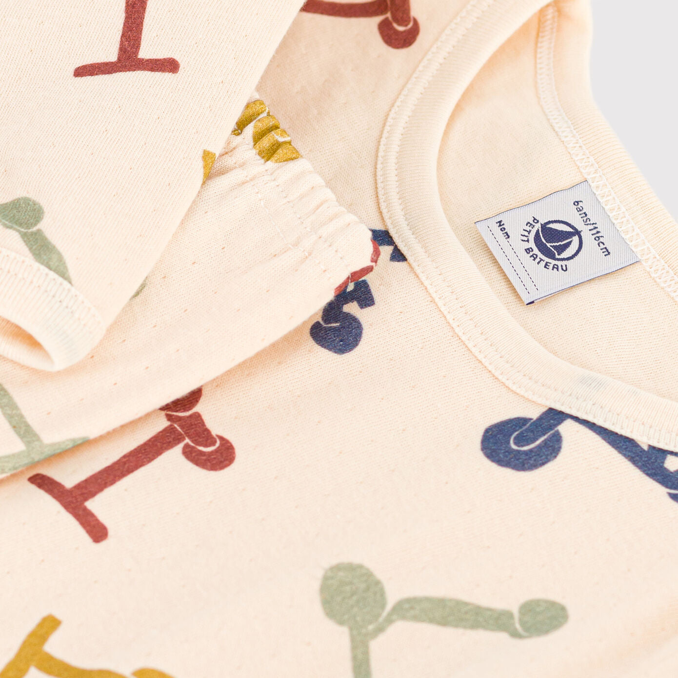 儿童象牙白印花棉睡衣套装