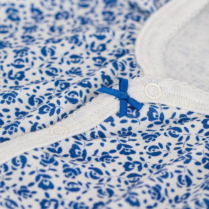 婴儿蓝色碎花棉连体衣