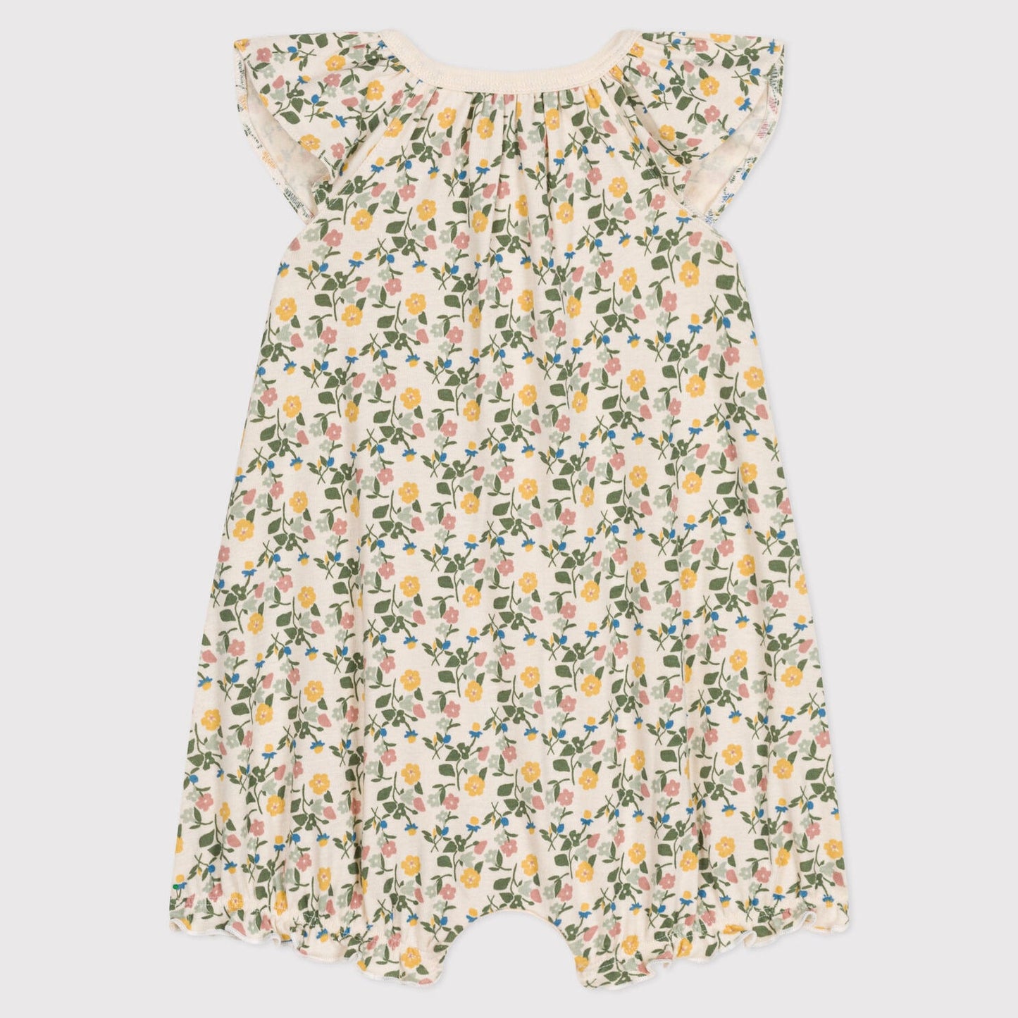 女婴绿色碎花棉连体衣